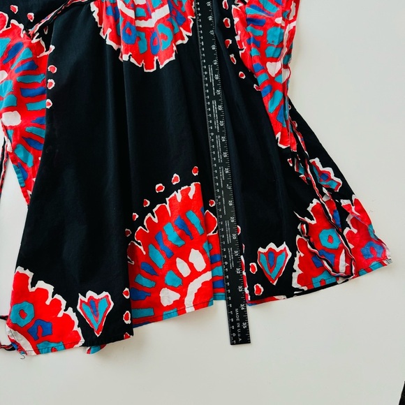 TRINA TURK | GUC Black & Multi Colored Beach Coverup Deep‎ V w/ Tie Back Size S - Picture 3 of 8